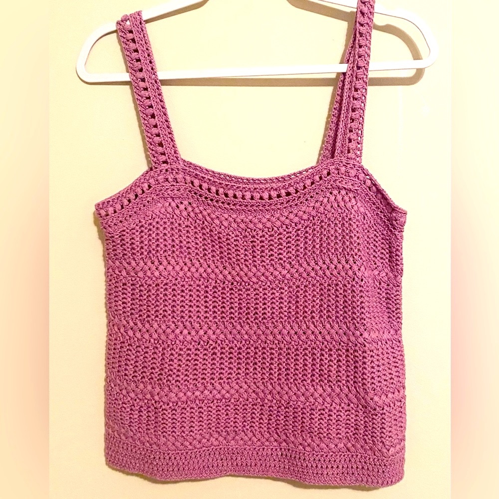 Vince Purple Crochet Knit Tank